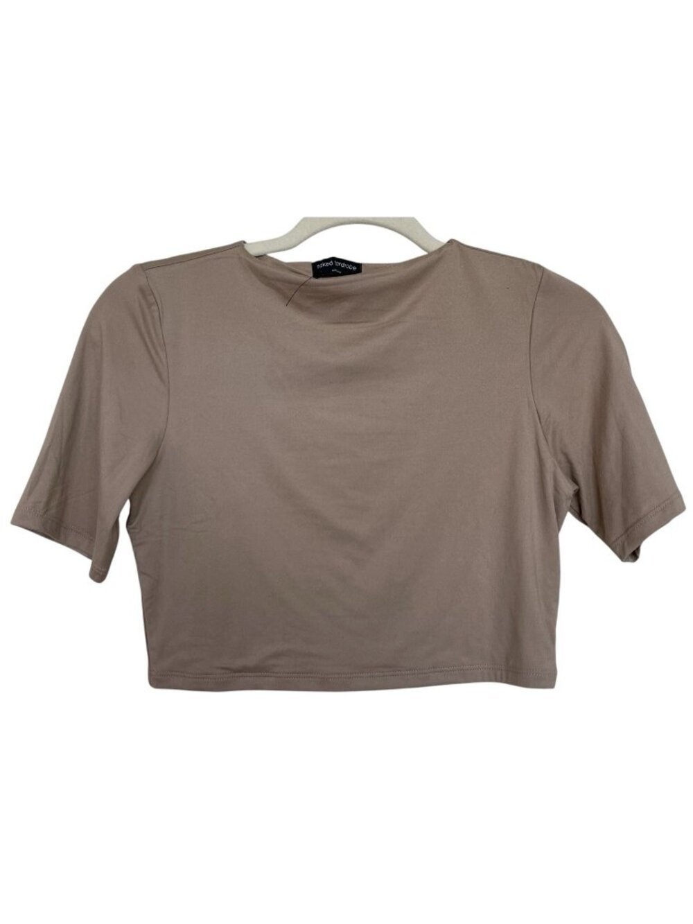Naked Wardrobe Shirt Size Large Crop Short Sleeve Stretch